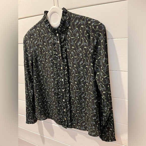 🖤 Black Floral Ruffle Blouse – Simons Exclusive TWIK (Size P/S)🖤 - Picture 7 of 9